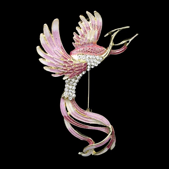 ✨Stunning Pink Phoenix Rhinestone Brooch - Picture 1 of 1
